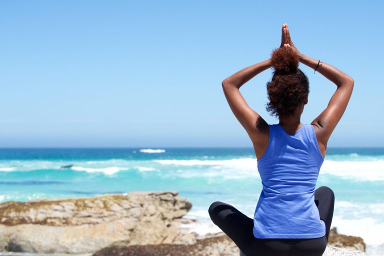 An actress meditating. One of her heroes is Sydelle Noel.