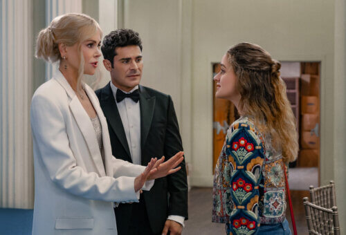 Nicole Kidman, Zac Efron and Joey King arguing.